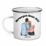 Strandpärchen Tasse & Emaille Becher